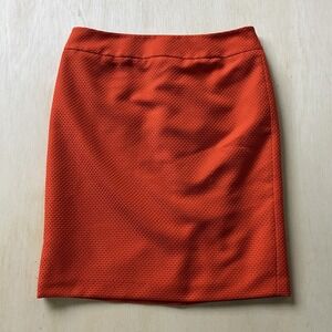 Kasper Skirt Womens 12 Orange Textured Pencil Knee Length Lined Slit Work Office